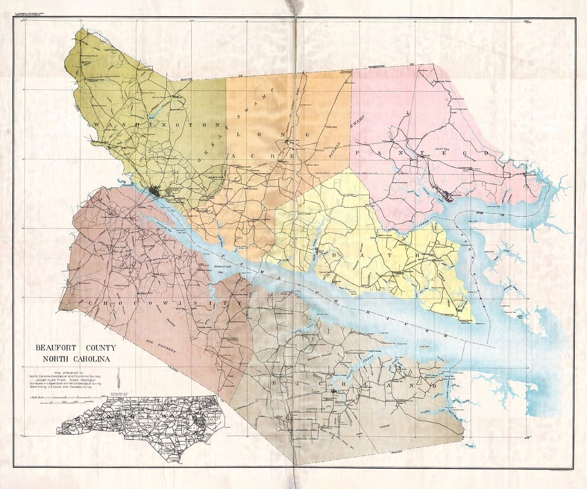 Beaufort County NC Township Map (1908) Beaufort County NC Township Map (1908)